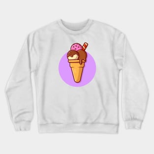Ice Cream Cone Cartoon Vector Icon Illustration (3) Crewneck Sweatshirt